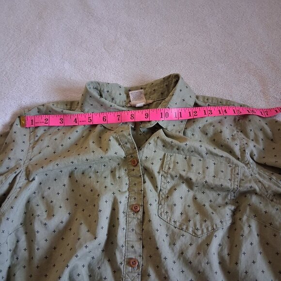 Duluth Trading Co. Women's Small Dark Sage Green Printed Artisan Hemp Shirt - Picture 11 of 13
